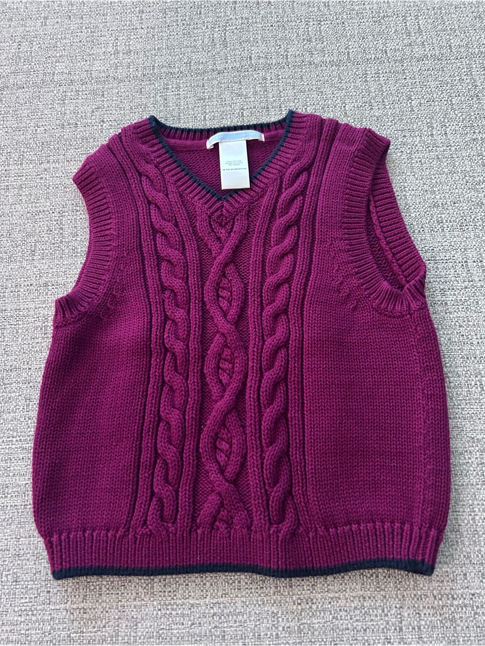 Janie and Jack Magenta Cable Knit V-Neck Sweater Vest. Size 18-24M